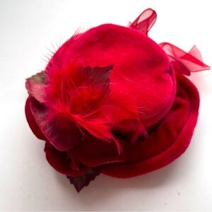 RARE Vintage Collection Old Fashion Victorian Doll Hat Red Rose Dollhouse